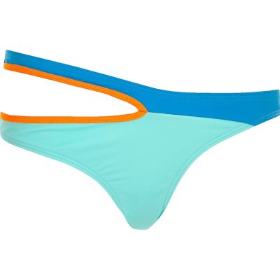 Blue block cut-out bikini bottoms